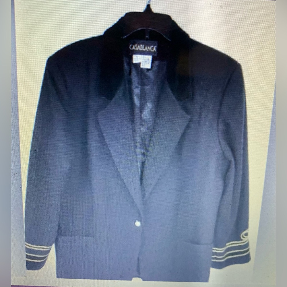 Vintage 100% Wool with Gold Detail Blazer